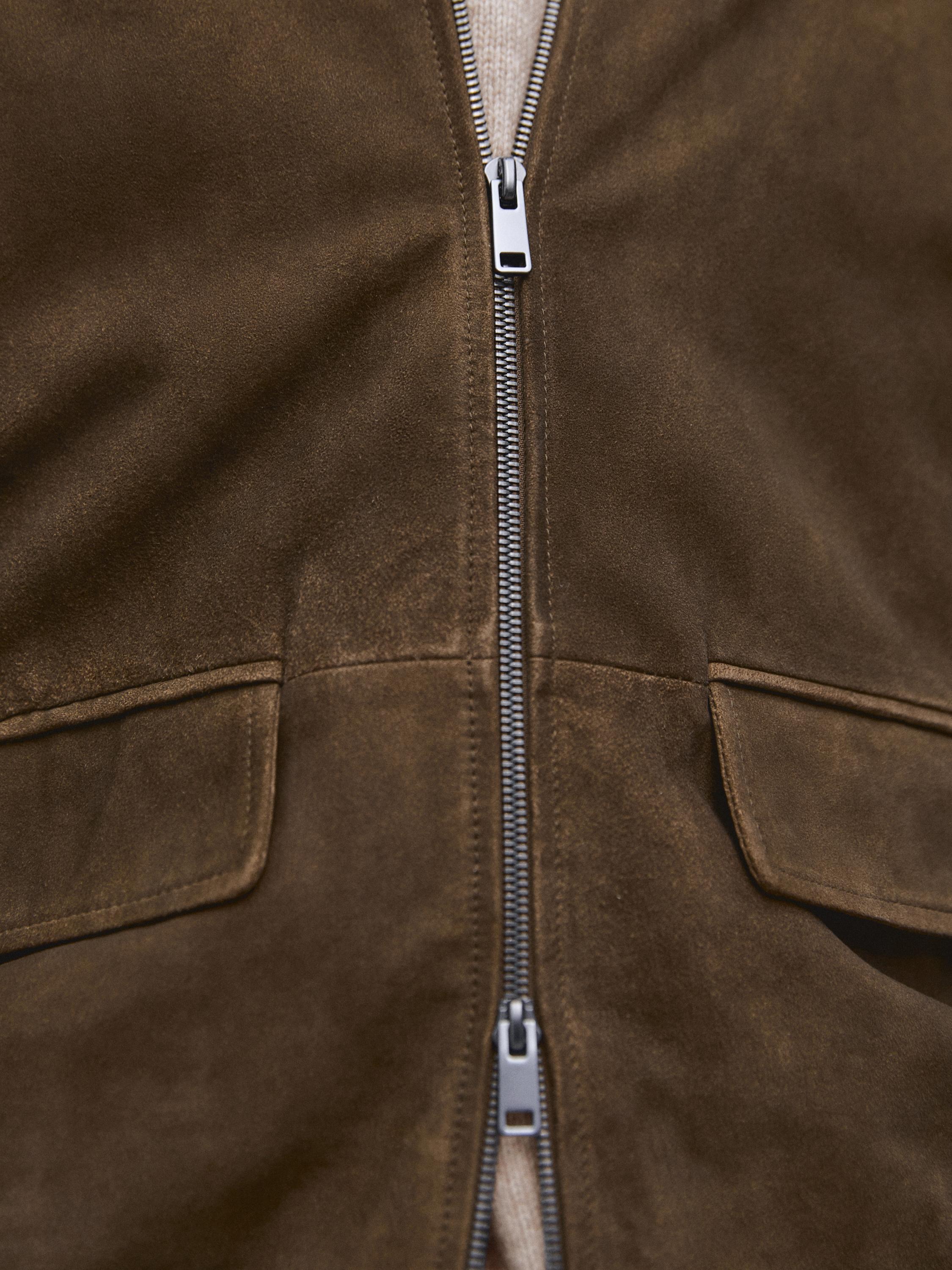 Napped suede jacket with faded detail